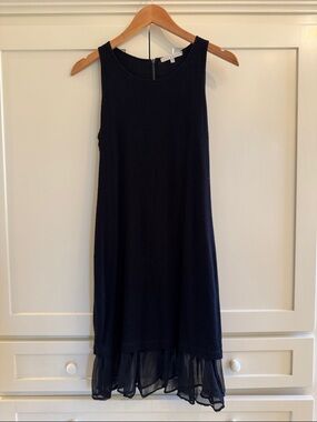 Sleeveless Black Dress with Chiffon Hem
